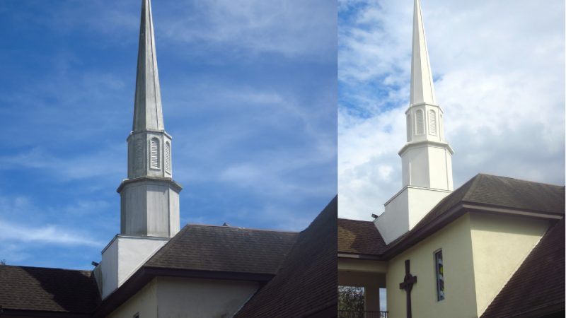 Church Steeple Cleaning: Before and After