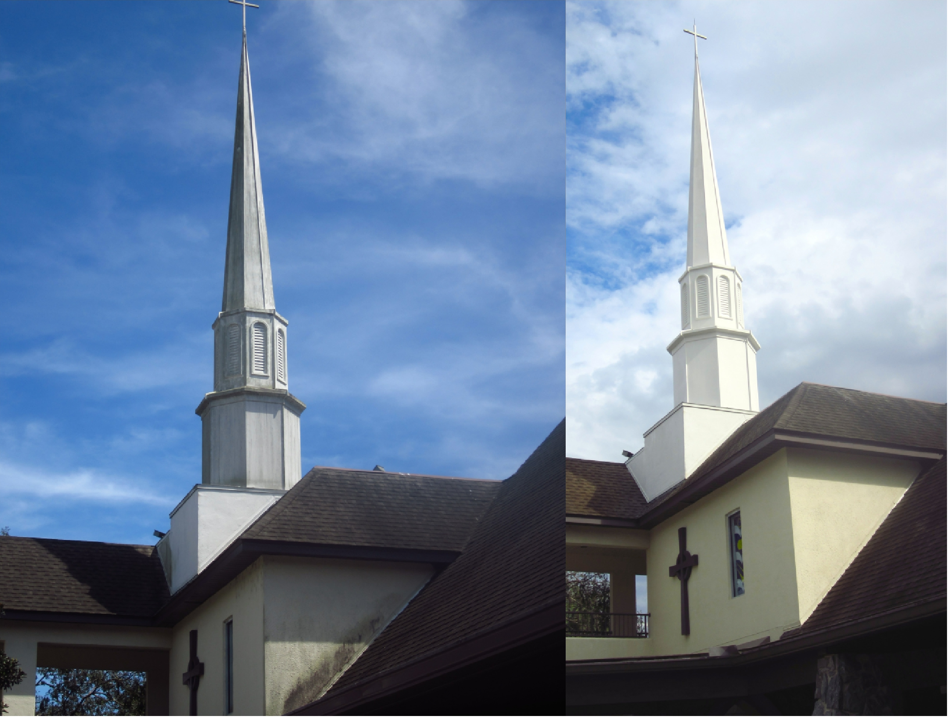 Church Steeple Cleaning: Before and After